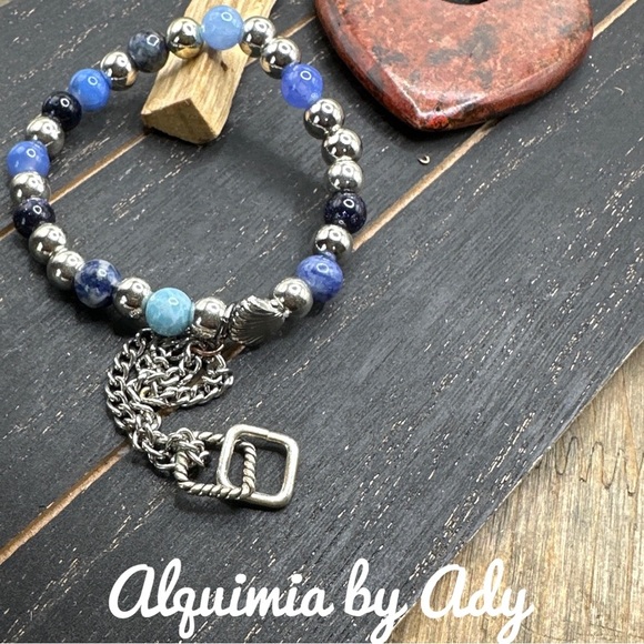 Alquimia Blue and Silver Bracelet with Stone Beads lapis aquamarine - Picture 1 of 1